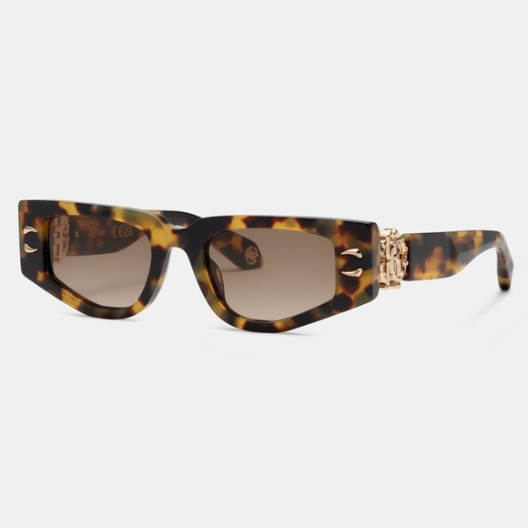 New! Roberto Cavalli SRC057M 0777 Chic Havana Sunglasses Authentic